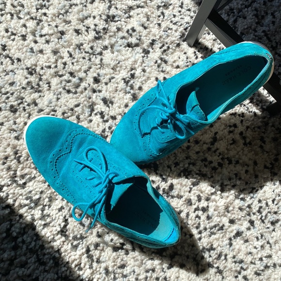 Cole Haan turquoise suede lace up oxfords - Picture 7 of 7